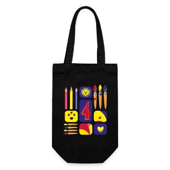 4 / Lustige vier mit Pinsel zum Kindergeburtstag. - Geschenkbeutel für Flaschen - Schwarz - Vorne