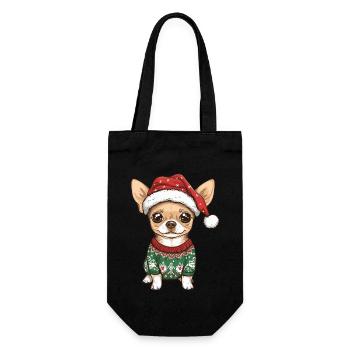 Chihuahua Dog Christmas - Gift Bag for Bottles - black - Front