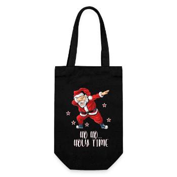 Dabbing Santa Ho Ho Holy Time Santa Claus Dancing - Gift Bag for Bottles - black - Front
