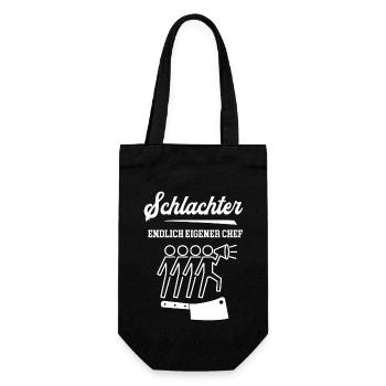 Schlachter Chef Schlachterei Metzger Fleischer - Geschenkbeutel für Flaschen - Schwarz - Vorne