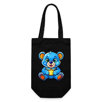 Blauer Teddy - Geschenkbeutel für Flaschen - Schwarz - Vorne