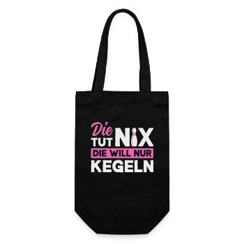 Kegeln Kegler Kegel Kegelbahn Kegeltour - Geschenkbeutel für Flaschen - Schwarz - Vorne
