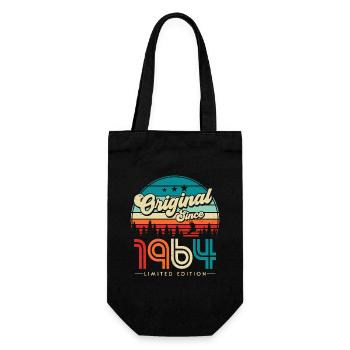 Vintage 1964 Retro Jahrgang Geburtstag Geschenk - Geschenkbeutel für Flaschen - Schwarz - Vorne