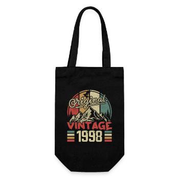 Jahrgang 1998 Retro Geburtstagsgeschenk Jahrgang 1998 - Geschenkbeutel für Flaschen - Schwarz - Vorne
