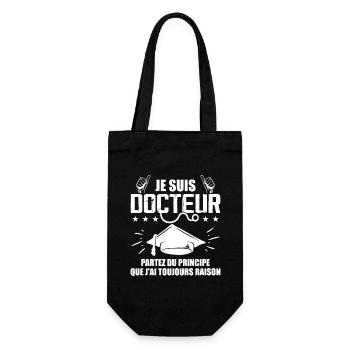 Doktor Lustiges Geschenk PhD - Ich bin Arzt - Geschenkbeutel für Flaschen - Schwarz - Vorne