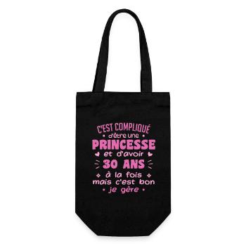 Woman Princess Birthday 30 Years - Gift Bag for Bottles - black - Front