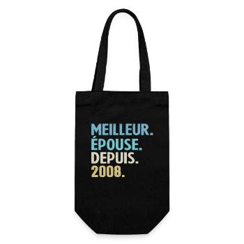 Beste Ehefrau seit 2008 - Geschenkbeutel für Flaschen - Schwarz - Vorne