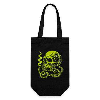 Skurriler Skull mit Gasmaske - Geschenkbeutel für Flaschen - Schwarz - Vorne