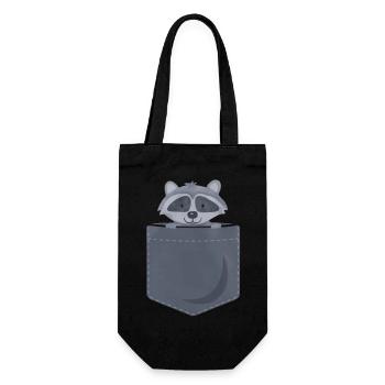 Raccoon - cute - bag - Gift Bag for Bottles - black - Front