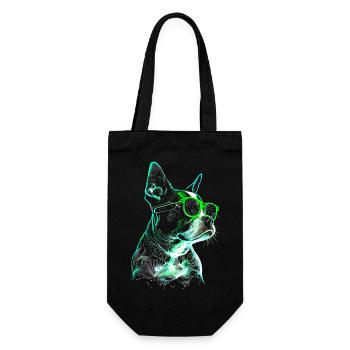 Chien futuriste cool avec des lunettes de soleil vertes - Sac à bouteille - noir - Devant