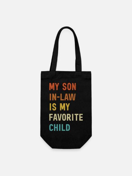 Mein Schwiegersohn ist meine Lieblingsschwiegermutter - Geschenkbeutel für Flaschen - Schwarz