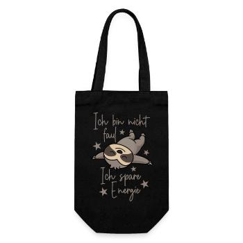Ich bin nicht faul Ich spare Energie Faultier - Geschenkbeutel für Flaschen - Schwarz - Vorne