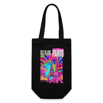 Paris, France, Ville, Horizon, Tour Eiffel, Coloré - Sac à bouteille - noir - Devant