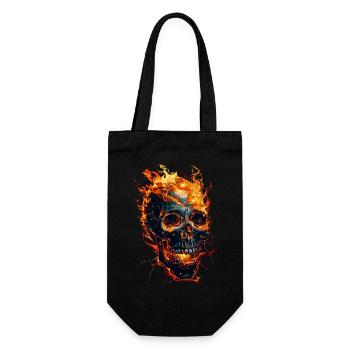 Skull Flames Skull Fire Skeleton Biker - Gift Bag for Bottles - black - Front