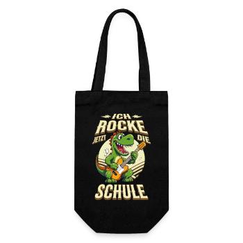 School Child School Enrollment Dino Guitar Rock Music - Gift Bag for Bottles - black - Front
