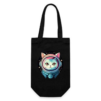 Cat Astronaut Illustration - Gift Bag for Bottles - black - Front