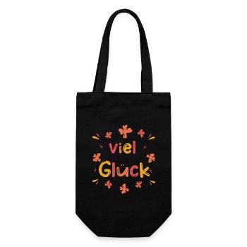 Viel Glück - Glücksbringer - Kleeblatt - Geschenkbeutel für Flaschen - Schwarz - Vorne
