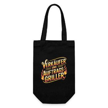Verkäufer und Auftragsgriller Grillen BBQ - Geschenkbeutel für Flaschen - Schwarz - Vorne