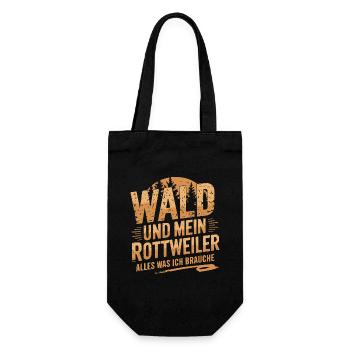 Wald und mein Rottweiler - Geschenkbeutel für Flaschen - Schwarz - Vorne