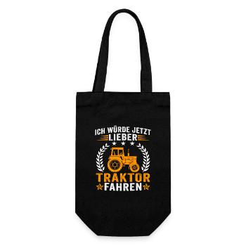 ich würde jetzt lieber traktor fahren - Geschenkbeutel für Flaschen - Schwarz - Vorne