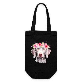 Chien de braque de Weimar avec Portrait de Couronne de fleurs - Sac à bouteille - noir - Devant