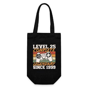 25th Birthday Level 25 Complete Vintage 1999 - Gift Bag for Bottles - black - Front