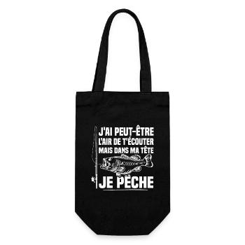Dans ma tête je pêche / Pêcheur humour - Sac à bouteille - noir - Devant