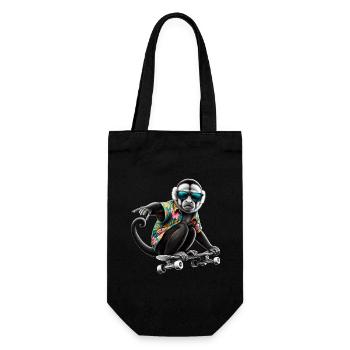 A cool monkey on a skateboard - Gift Bag for Bottles - black - Front