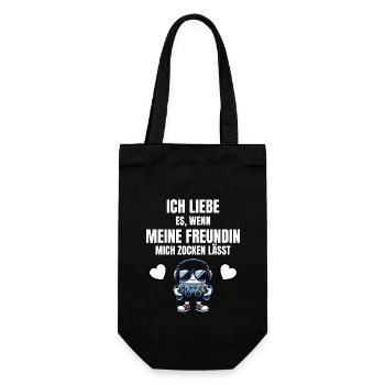 Lustiges Gaming Design Freundin mich zocken lässt - Geschenkbeutel für Flaschen - Schwarz - Vorne