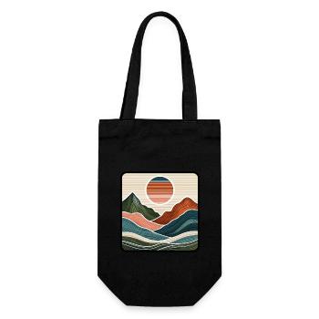 Abstrakte Berglandschaft Berge Natur Landschaft - Geschenkbeutel für Flaschen - Schwarz - Vorne