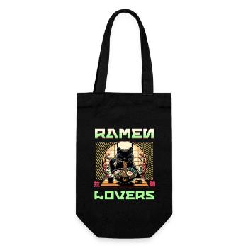 Japanische Ramen Katze Streetwear - Geschenkbeutel für Flaschen - Schwarz - Vorne