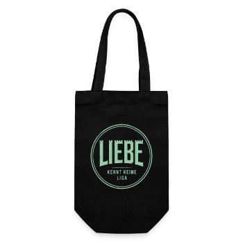 Liebe kennt keine Liga - Geschenkbeutel für Flaschen - Schwarz - Vorne