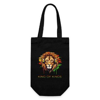 Rasta Lion Rastafari Reggae King Of Kings - Geschenkbeutel für Flaschen - Schwarz - Vorne