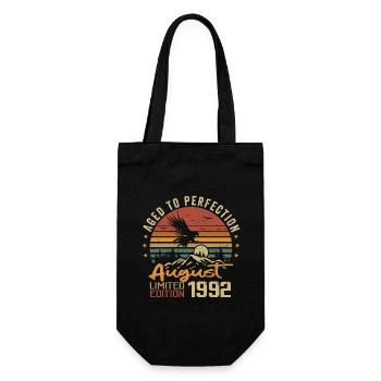 Jahrgang August 1992 Geburtstagsgeschenk August 1992 - Geschenkbeutel für Flaschen - Schwarz - Vorne