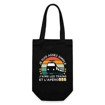J' aime les trains et l' apéro humour cheminot - Sac à bouteille - noir - Devant