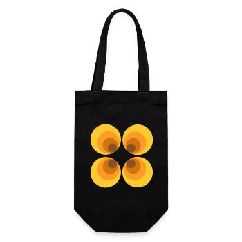70er Jahre Blume Muster - Geschenkbeutel für Flaschen - Schwarz - Vorne