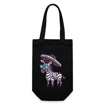 Zebra Comic Funny Sombrero - Gift Bag for Bottles - black - Front