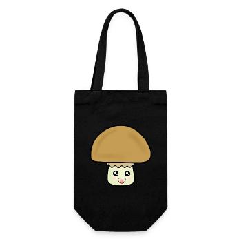 Pilz Champignon cute mit Gesicht - Geschenkbeutel für Flaschen - Schwarz - Vorne
