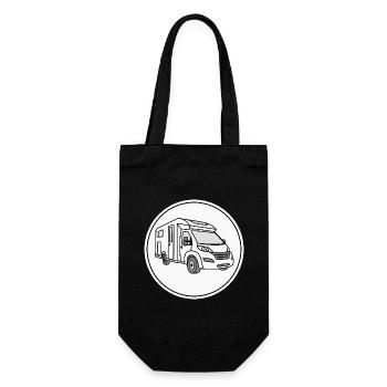 Motorhome (semi-integrated) in round white logo - Gift Bag for Bottles - black - Front
