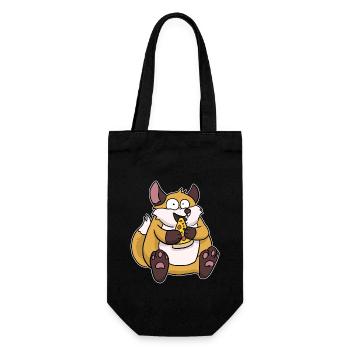 Fat Fox Eating Pizza Funny Comic Style - Gift Bag for Bottles - black - Front