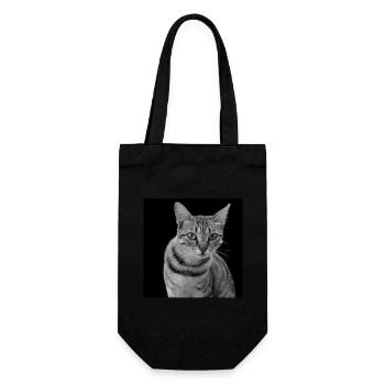 Cat white-black Cat black and white - Gift Bag for Bottles - black - Front