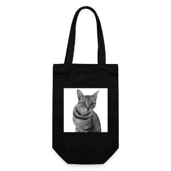 weiße Katze Katze weiß Katzen Geschenk - Geschenkbeutel für Flaschen - Schwarz - Vorne