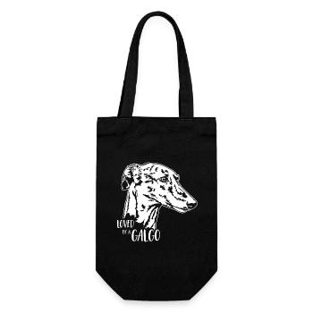 Loved by a GALGO Hundespruch Wilsigns - Geschenkbeutel für Flaschen - Schwarz - Vorne