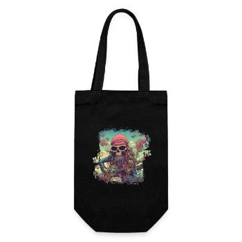 Psychedelic hippie skeleton with guitar - Gift Bag for Bottles - black - Front