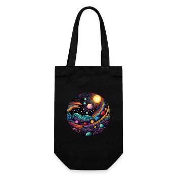 Surrealist space artwork with planets - Gift Bag for Bottles - black - Front