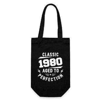 1980 Classic 1980 Vintage 1980's Birthday Gift - Gift Bag for Bottles - black - Front