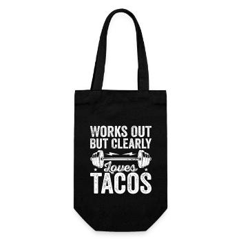 Funktioniert, aber er liebt eindeutig Tacos - Geschenkbeutel für Flaschen - Schwarz - Vorne