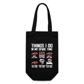 Dinge, die ich in meiner Freizeit mache Autoliebhaber - Geschenkbeutel für Flaschen - Schwarz - Vorne