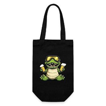 Alligator Apres Ski Bier - Geschenkbeutel für Flaschen - Schwarz - Vorne