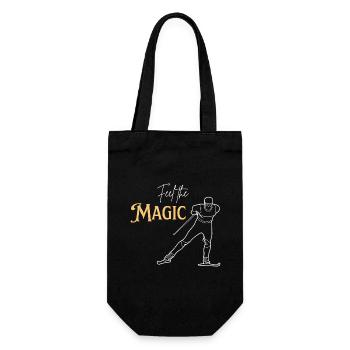 Feel the Magic - Cross Country Skiing - Geschenkbeutel für Flaschen - Schwarz - Vorne